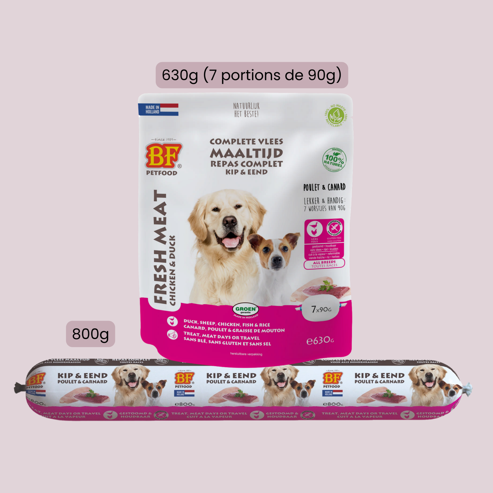 Chicken and duck sausages for dogs