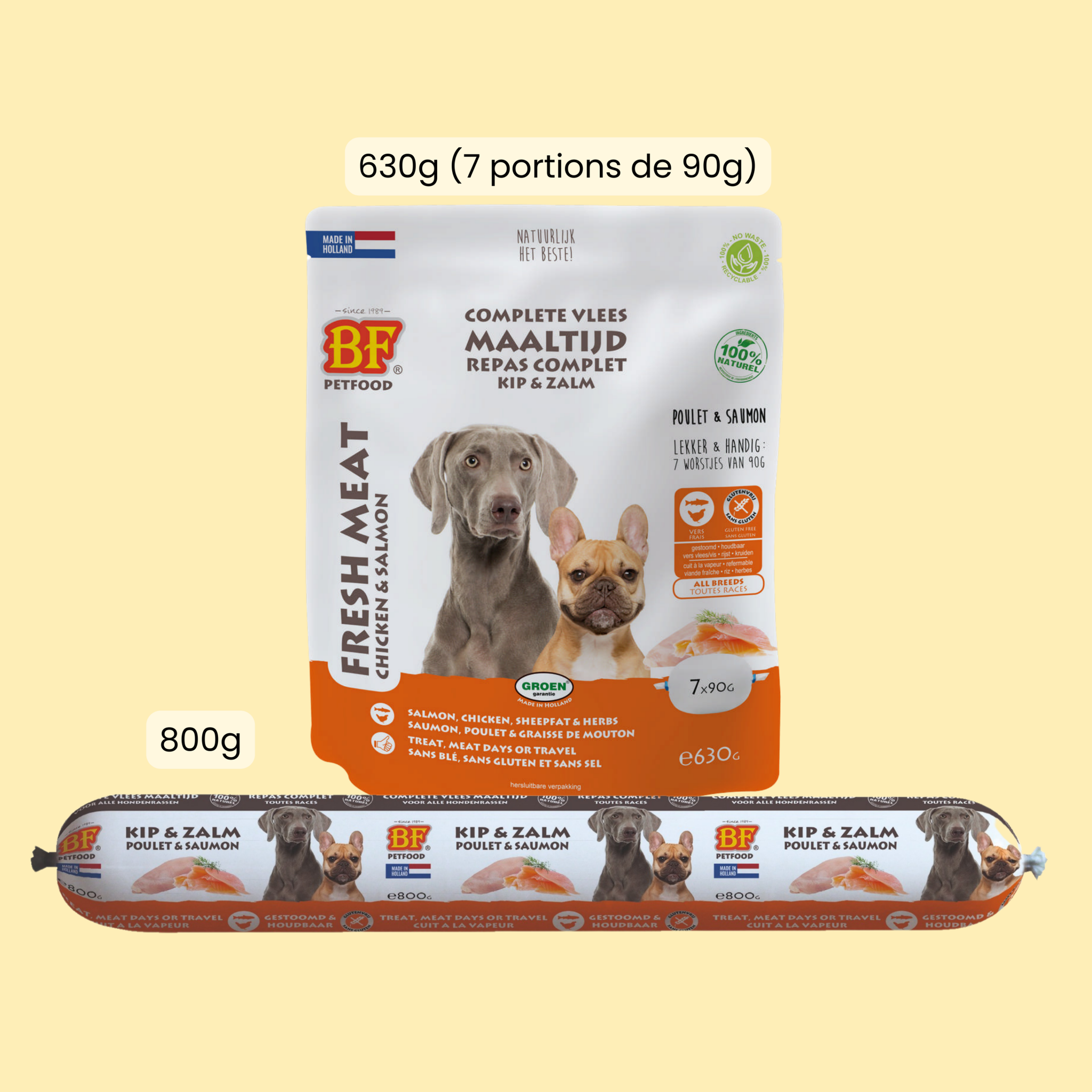 Chicken and salmon sausages for dogs