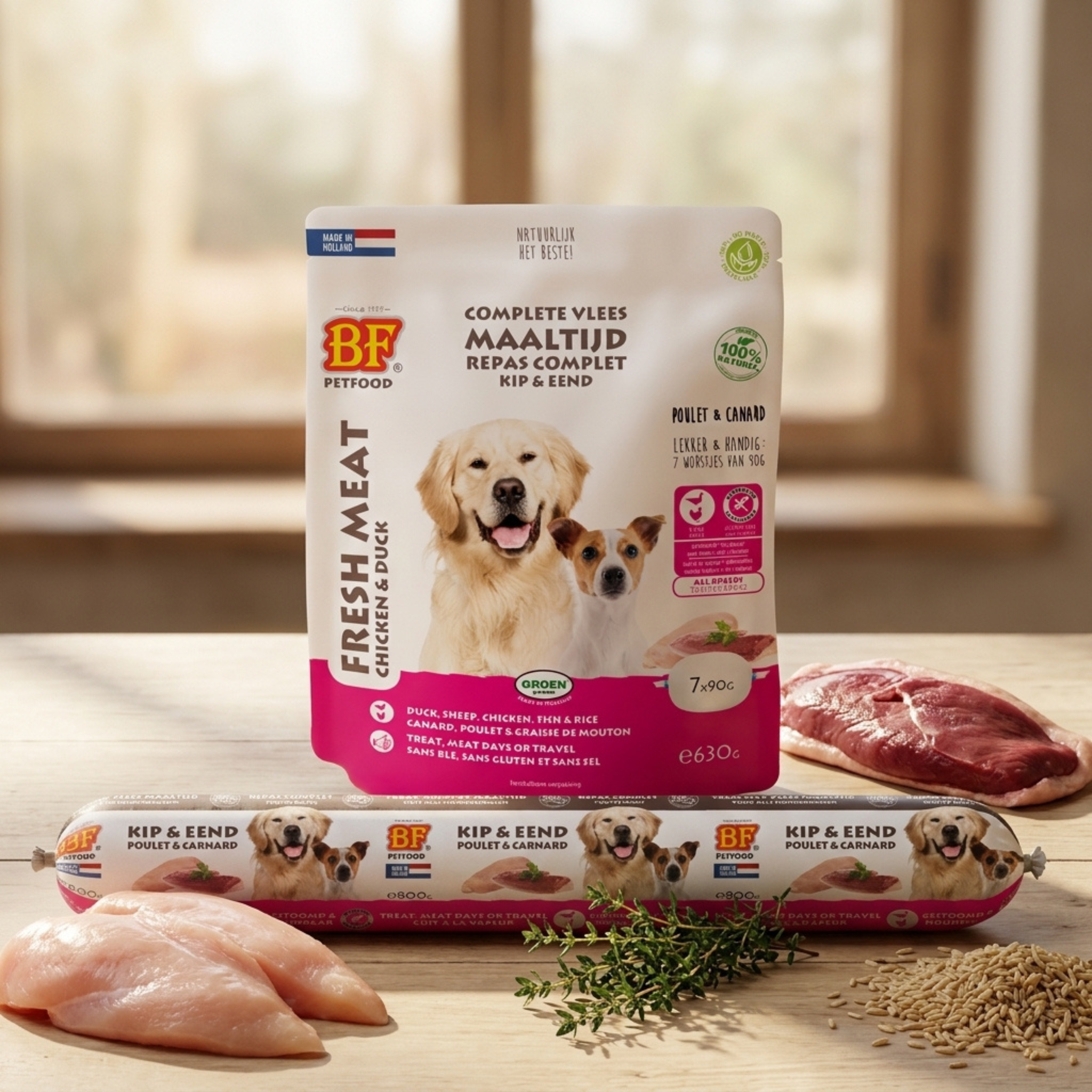 Chicken and duck sausages for dogs