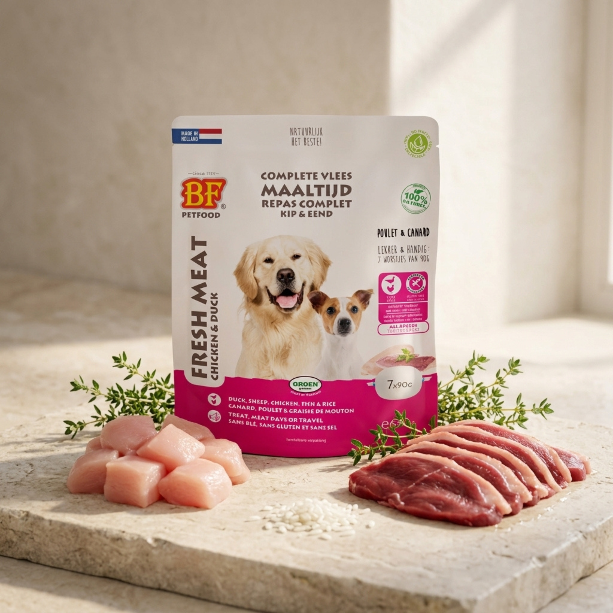 Chicken and duck sausages for dogs