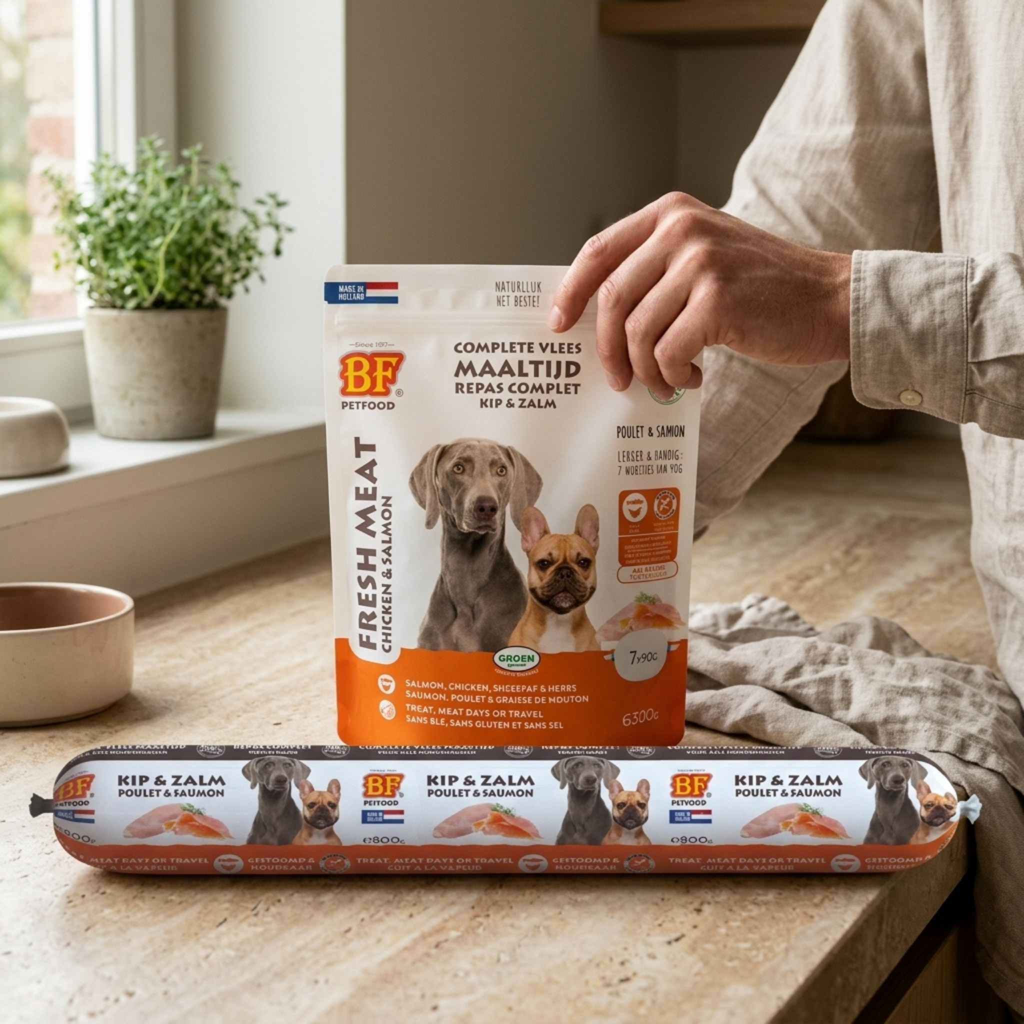Chicken and salmon sausages for dogs