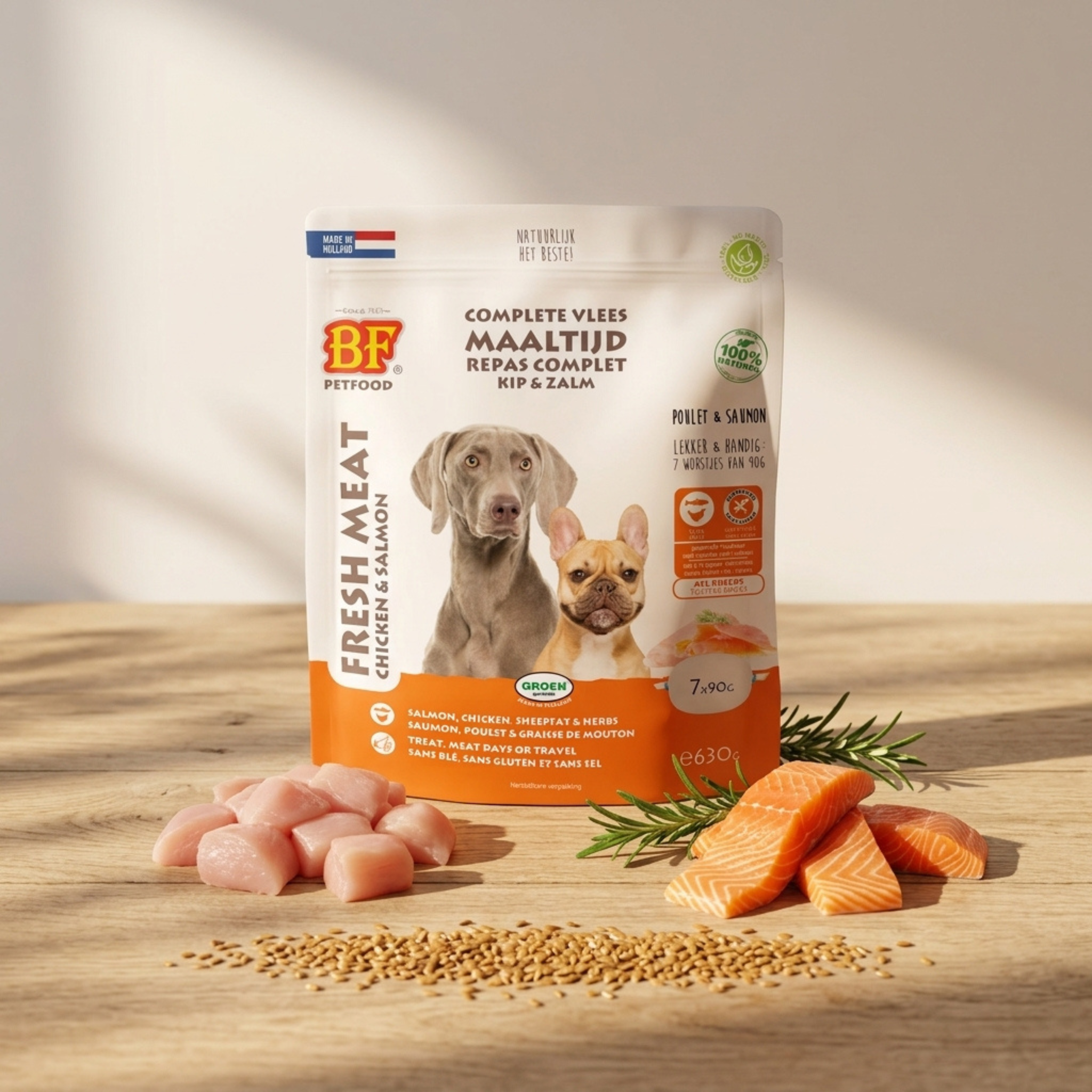 Chicken and salmon sausages for dogs