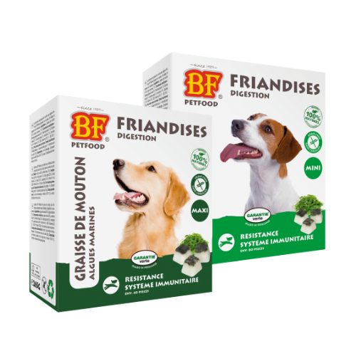 Complément alimentaire minéral vitaminique pour chien : bonbon graisse mouton algue bf petfood chien
