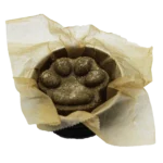 Visuel du shampoing solide chien et chat pour poils longs en forme de patte de chat dans un emballage recyclé et recyclable.